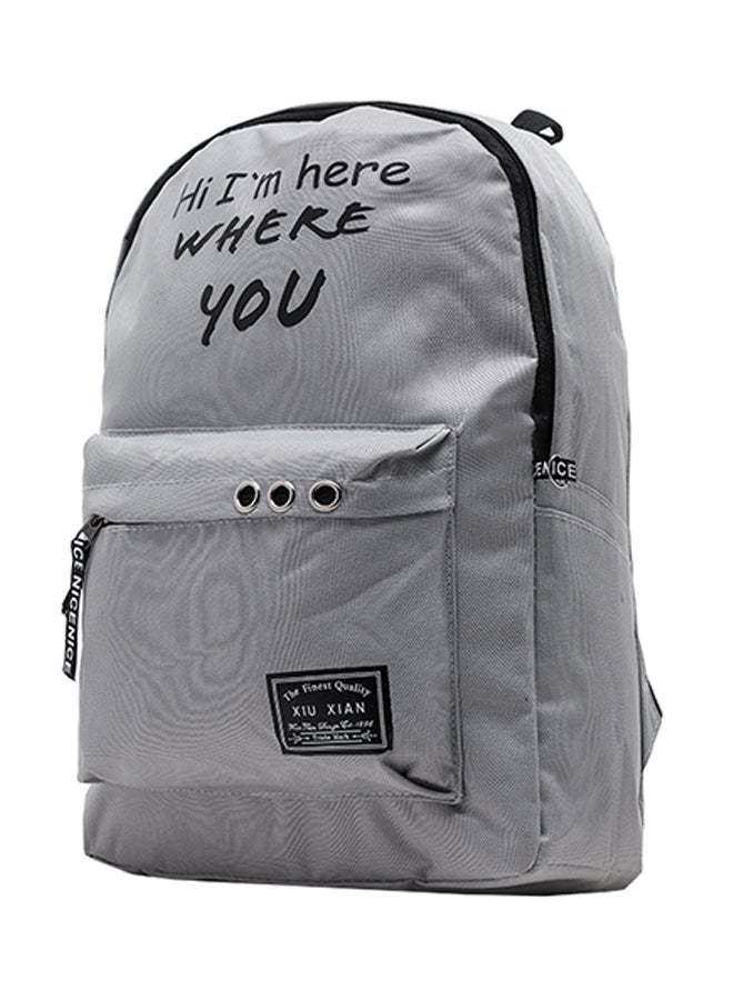 Letter Print Backpack Grey