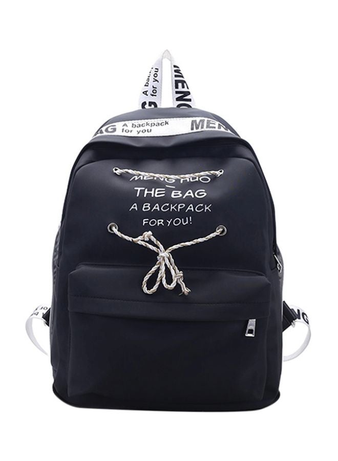 Preppy Style Zipper Travel Backpack Black,White