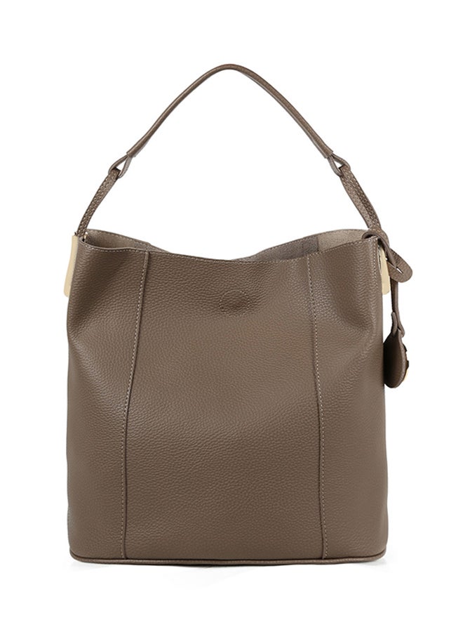 Magnetic Snap Closure Hobo Bag With Pouch Dark Mink
