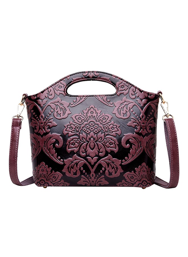 Elegant Floral Pattern Hobo Handbag Purple