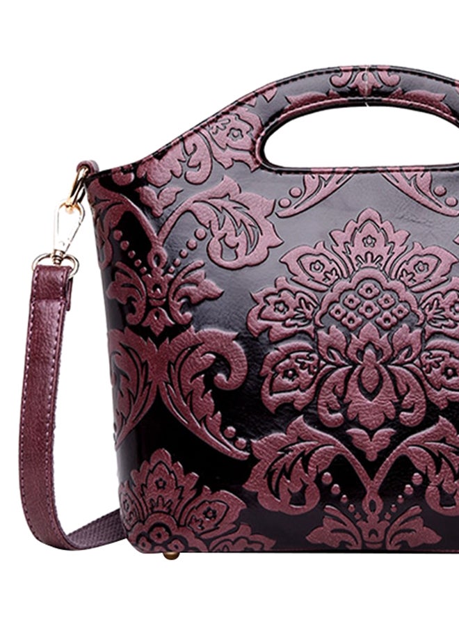 Elegant Floral Pattern Hobo Handbag Purple
