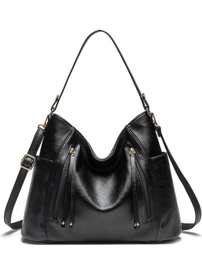 Hollow Double Frilled Hobo Black