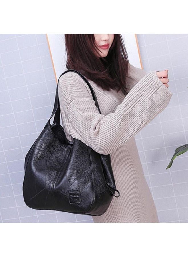 Hollow Double Frilled Hobo Black