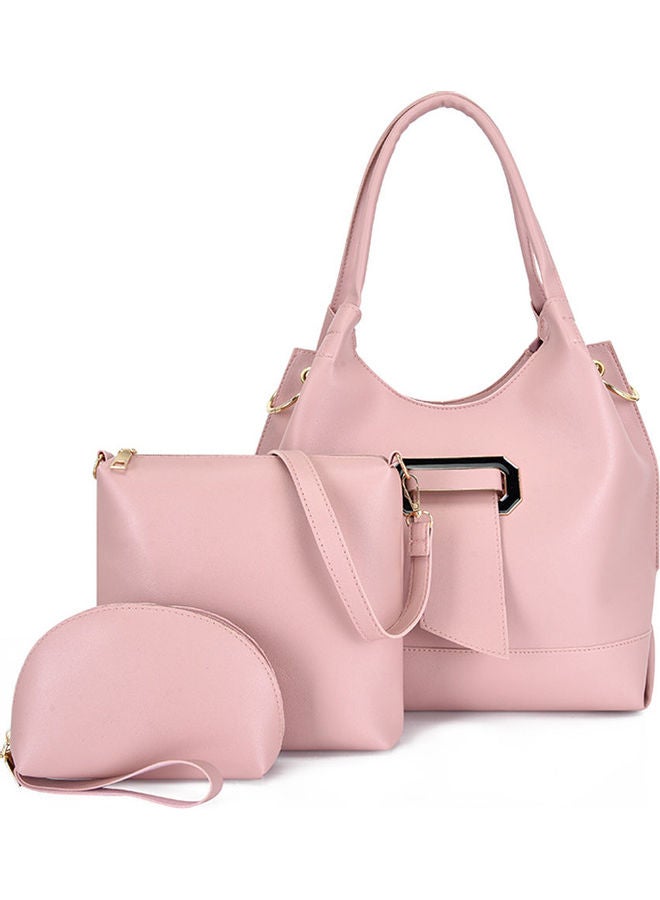 Stylish Hobo With Crossbody Bag And Clutch Set Pink