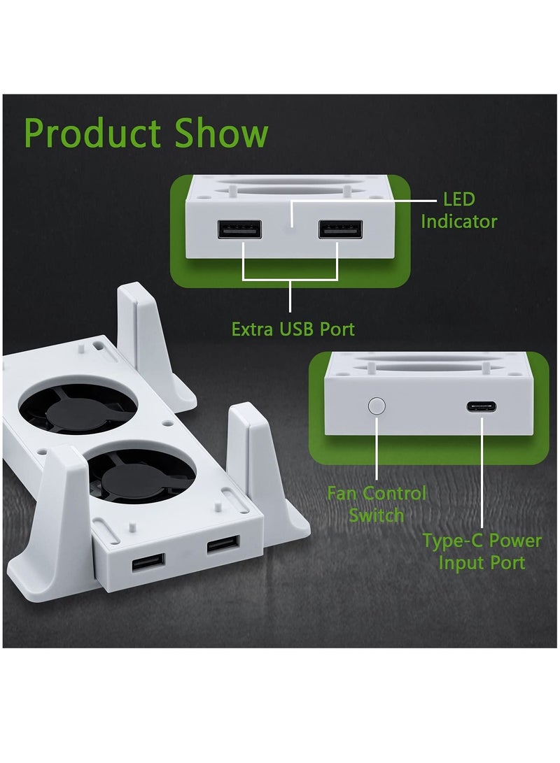 Vertical Stand Cooling Fan for Xbox Series S Cooling Stand with Led Indicator/Two USB Ports (Only for Xbox Series S)