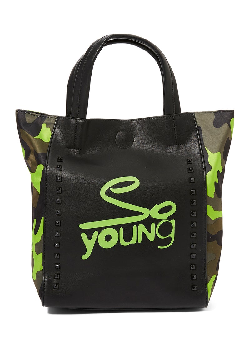 Printed Design Tote Bag Green/Black