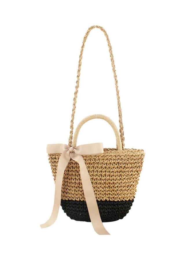 Stylish Elegant Design Shopper Bag With Shoulder Strap Black/Brown