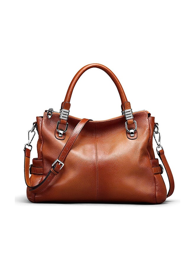 Vintage Genuine Leather Tote Bag Brown
