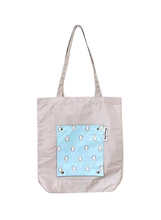 Cartoon Printed Waterproof Tote Grey/Blue/White