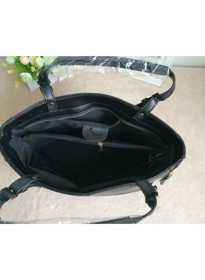 Grid Pattern Tote Bag Black