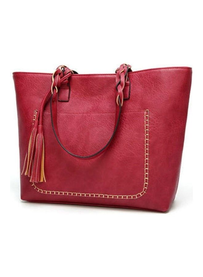 Fashionable Textured Tote Red
