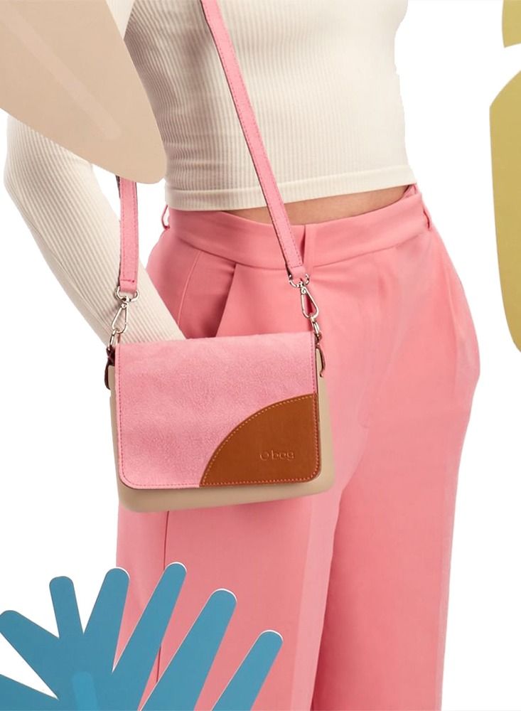 O pocket Cross Body Bag with Flap & Eco Leather Adjustable Shoulder Strap in Sangria Sand