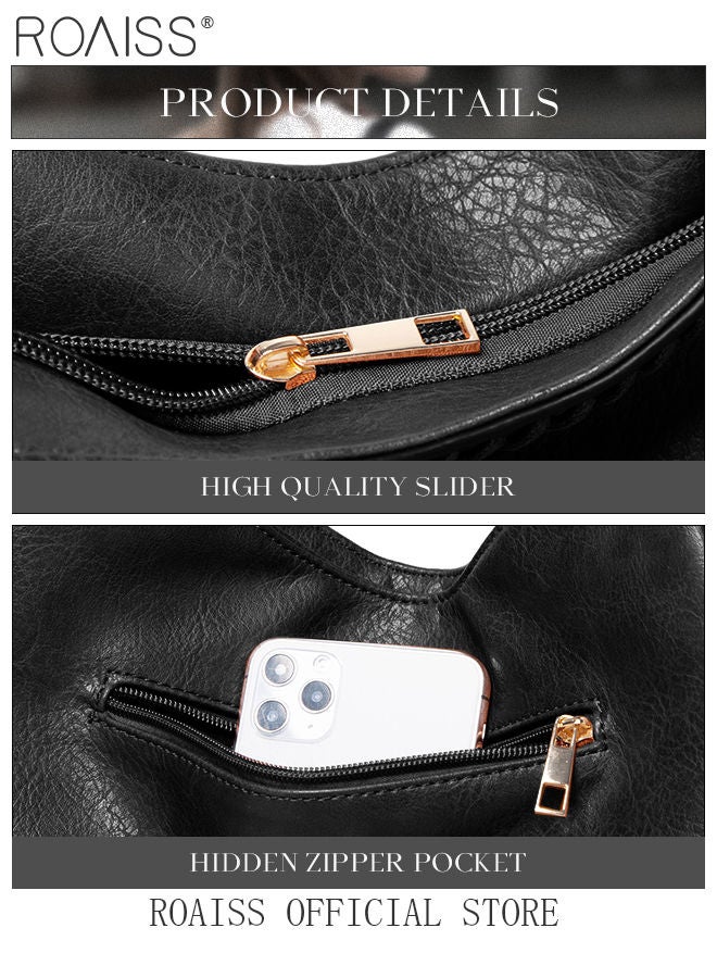 Large Crossbody Bags Ladies Shoulder Handbags Purse Set for Women Hobo Totes PU Leather Purses and Handbags Shoulder Bag Tote Black Austabdjle Waterproof Daypack