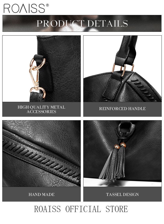 Large Crossbody Bags Ladies Shoulder Handbags Purse Set for Women Hobo Totes PU Leather Purses and Handbags Shoulder Bag Tote Black Austabdjle Waterproof Daypack