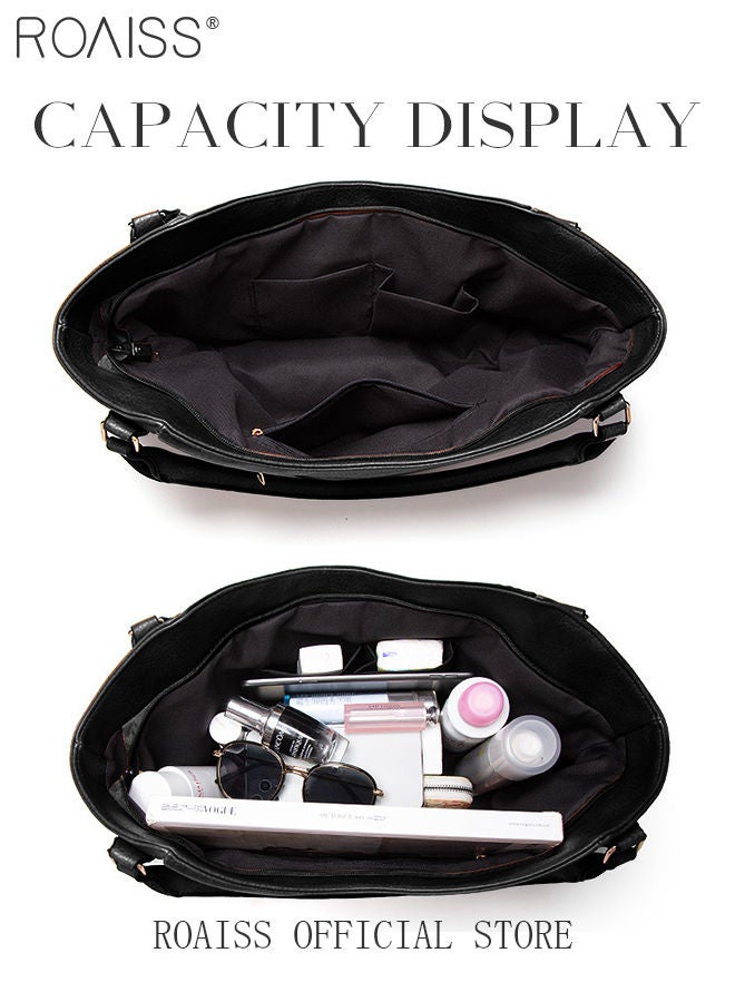 Large Crossbody Bags Ladies Shoulder Handbags Purse Set for Women Hobo Totes PU Leather Purses and Handbags Shoulder Bag Tote Black Austabdjle Waterproof Daypack