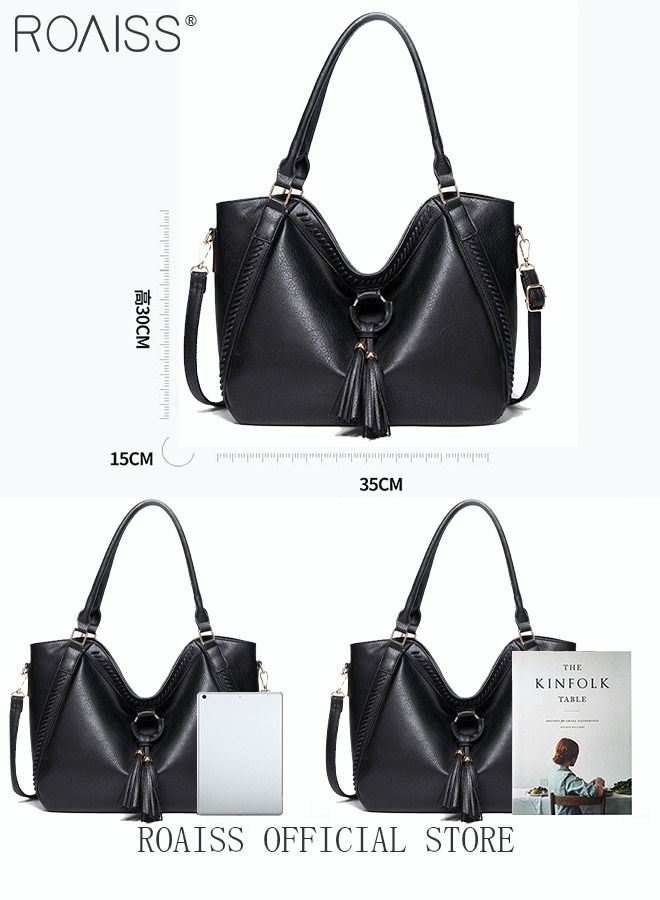 Large Crossbody Bags Ladies Shoulder Handbags Purse Set for Women Hobo Totes PU Leather Purses and Handbags Shoulder Bag Tote Black Austabdjle Waterproof Daypack