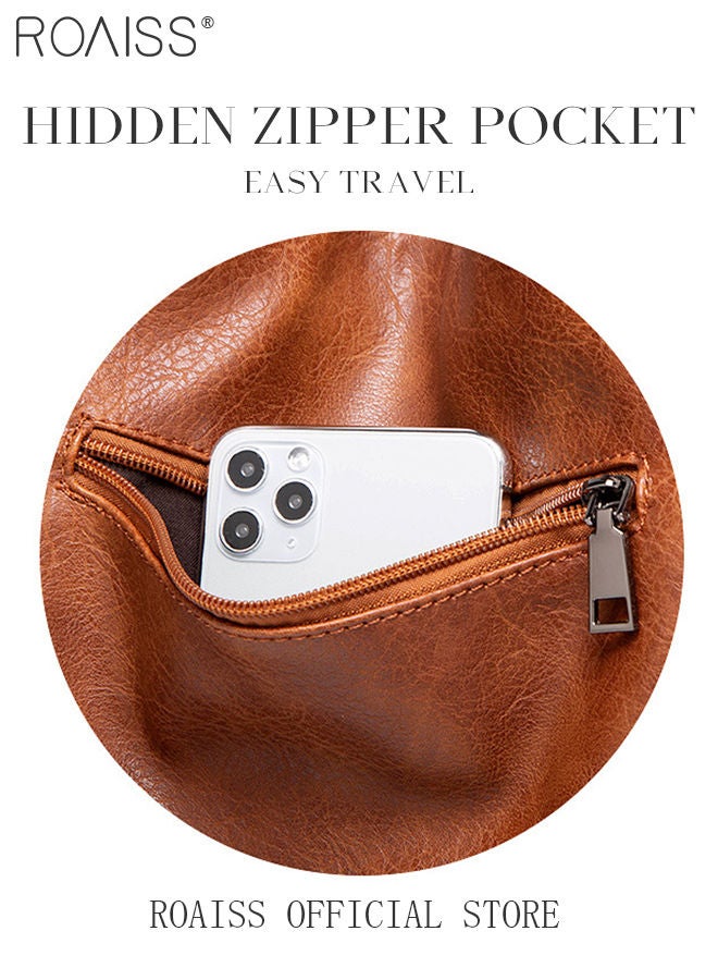 Large Crossbody Bags Ladies Shoulder Handbags Purse Set for Women Hobo Totes PU Leather Purses and Handbags Shoulder Bag Tote Brown