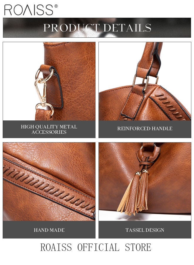 Large Crossbody Bags Ladies Shoulder Handbags Purse Set for Women Hobo Totes PU Leather Purses and Handbags Shoulder Bag Tote Brown