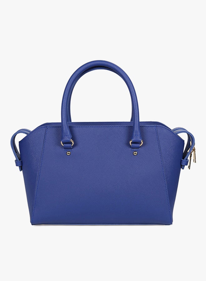 Satchel Leather Bag With Zippered Closure Sax Blue