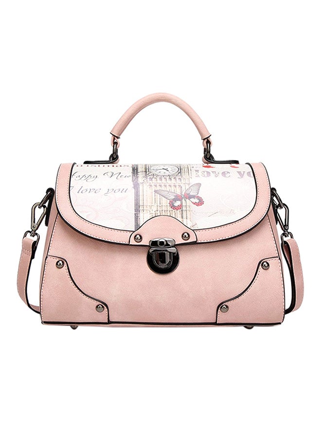 Push Lock Closure Satchel Bag Pink