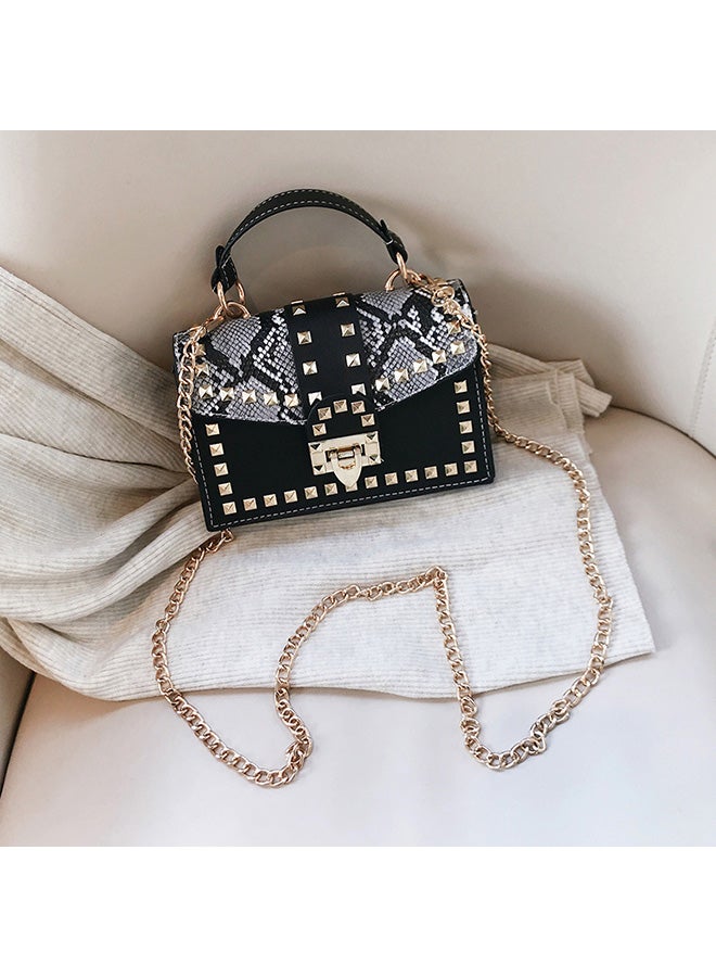 Stylish Leather Satchel Grey/Black