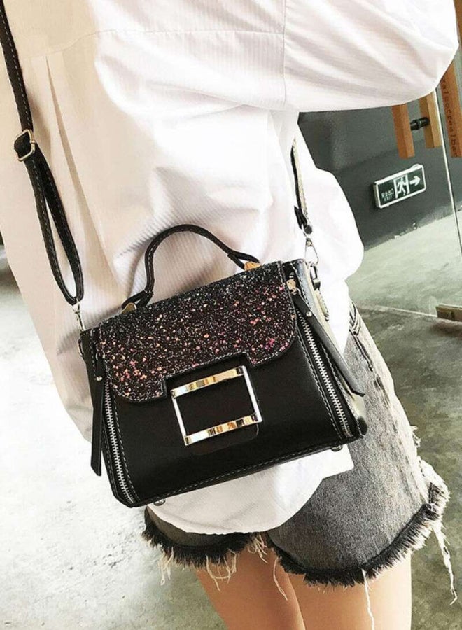 Stylish And Elegant Satchel Handbag Black/Purple