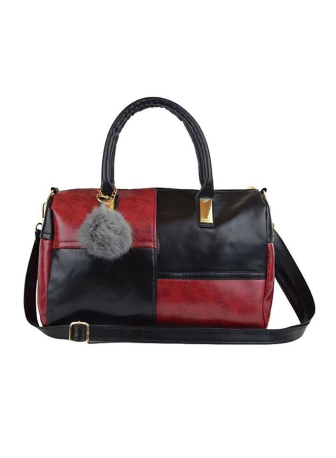 Colourblock Pattern Satchel Handbag Black/Red