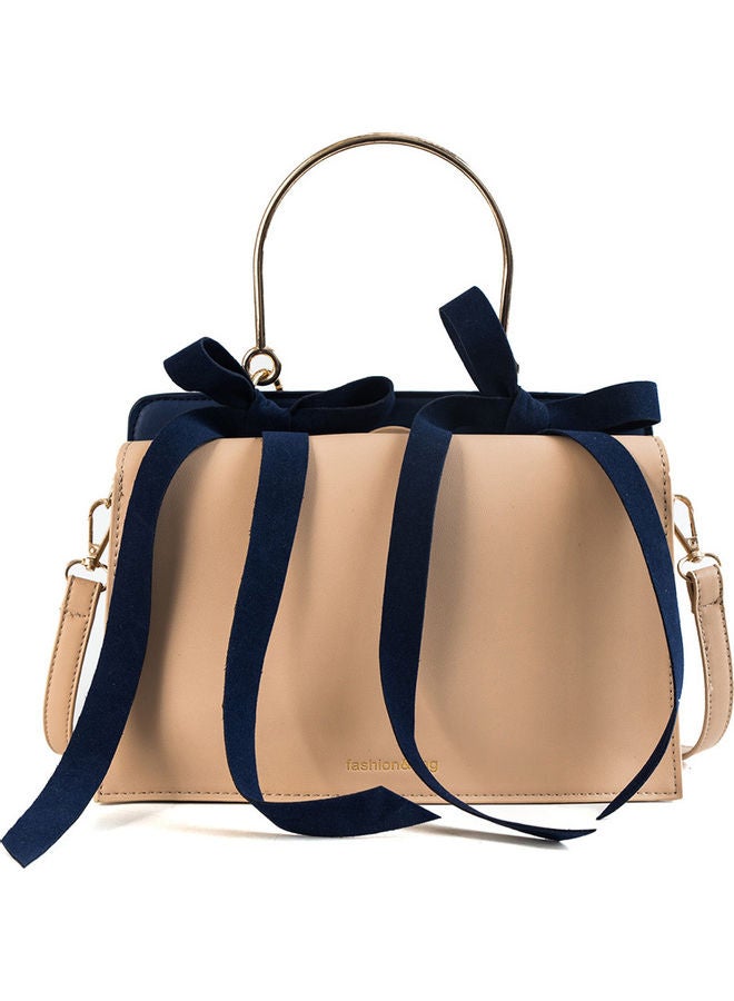 Women's Handbag Elegant Sweet Style Solid Color Ribbon Design Bag Khaki