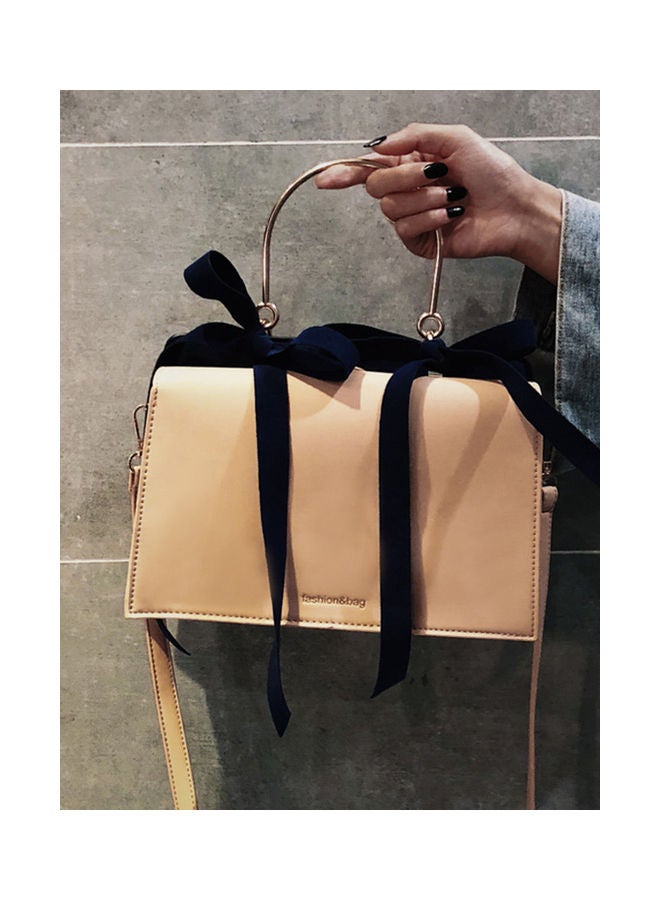 Women's Handbag Elegant Sweet Style Solid Color Ribbon Design Bag Khaki