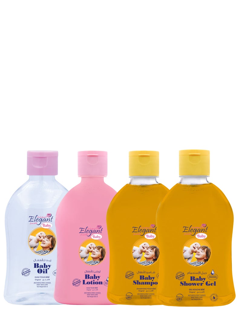 Elegant 500ml Baby Oil + Lotion + Shampoo + Shower Gel