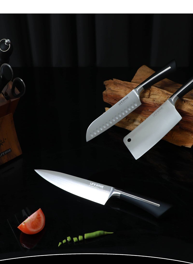 Kitchen Knife Set -Professional 8 PCS Knife Set With Wood block High Carbon Stainless Steel With Knife Sharpner - Ultra Sharp