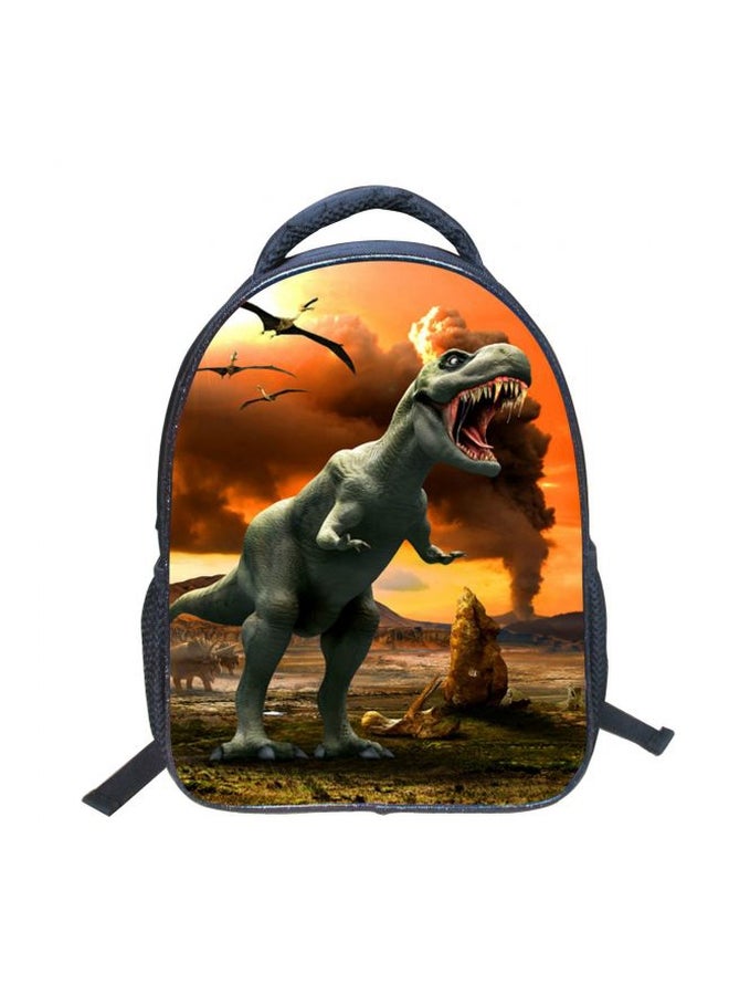 3D Dinosaur Printed Backpack Green/Yellow/Black