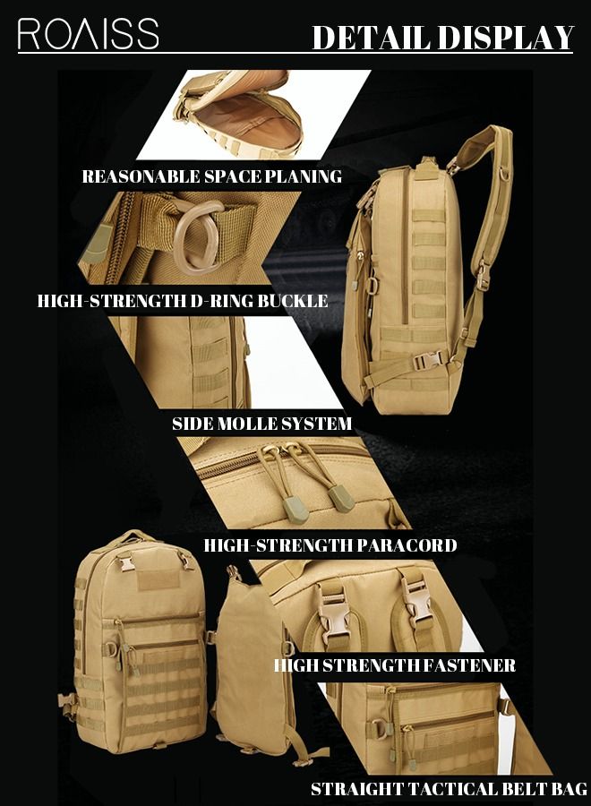 Unisex Professional Hiking Backpack Tactical Pack Waterproof 800D Oxford Encryption Multifunction Luggage Bag for Camping Sports Travel Outdoor Climbing Khaki