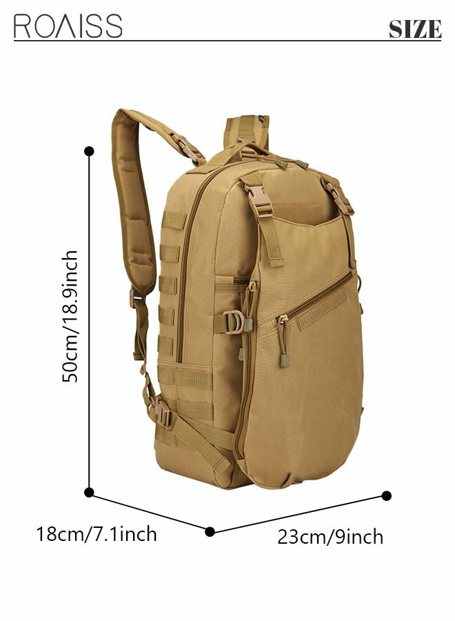 Unisex Professional Hiking Backpack Tactical Pack Waterproof 800D Oxford Encryption Multifunction Luggage Bag for Camping Sports Travel Outdoor Climbing Khaki