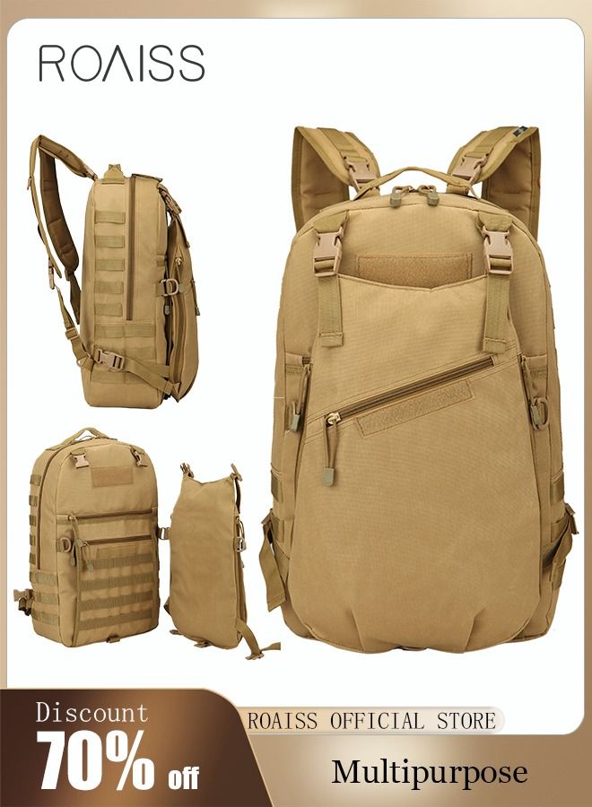 Unisex Professional Hiking Backpack Tactical Pack Waterproof 800D Oxford Encryption Multifunction Luggage Bag for Camping Sports Travel Outdoor Climbing Khaki