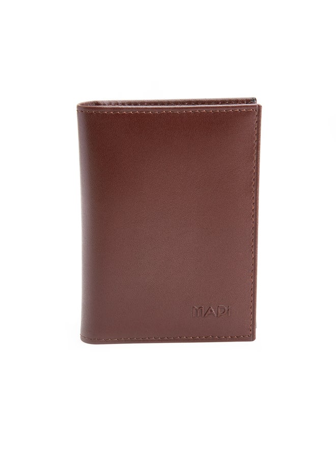 Genuine French Leather Bi-Fold Card Holder Tea