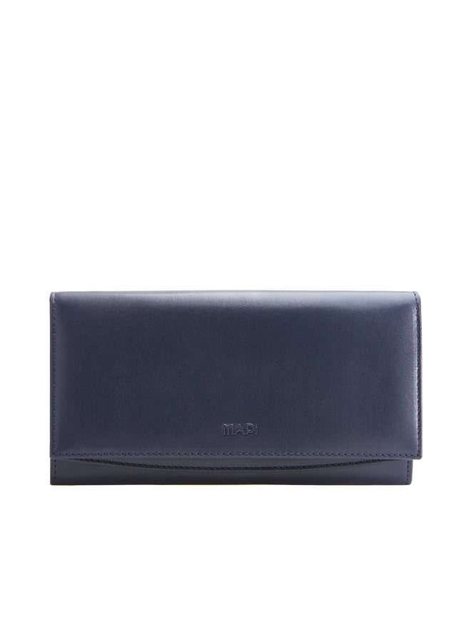 Genuine French Leather Checkbook Wallet Ivory