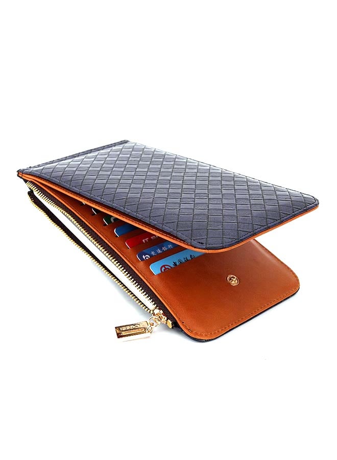 Long Multi-Card Holder Wallet Blue/Brown