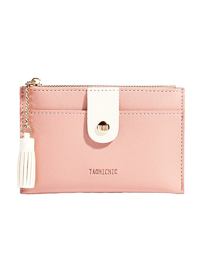 Solid Design Tassel Patchwork Versatile Wallet Pink