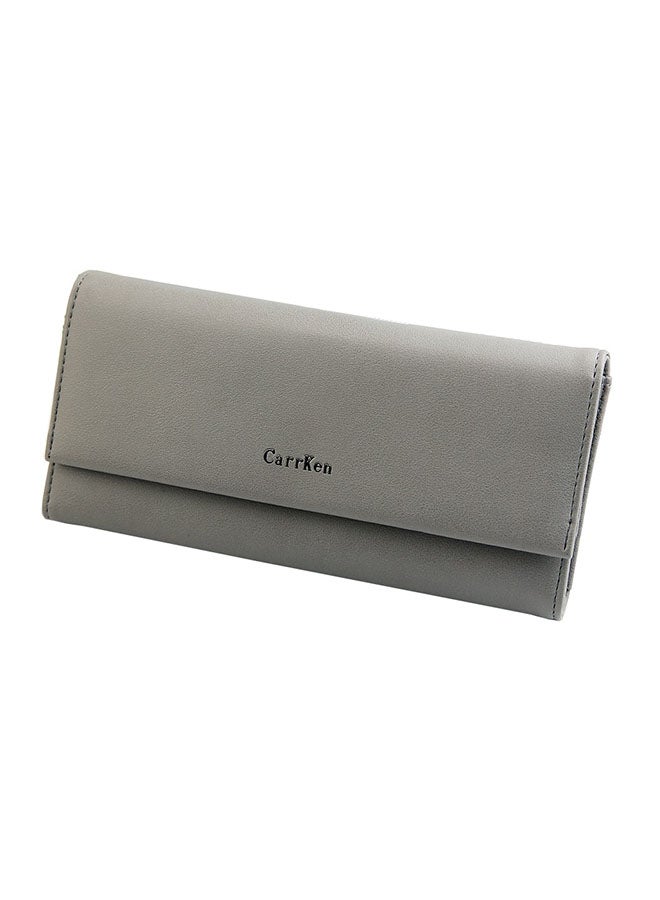 Women's Purse Plain Style Solid Color Wallet Grey
