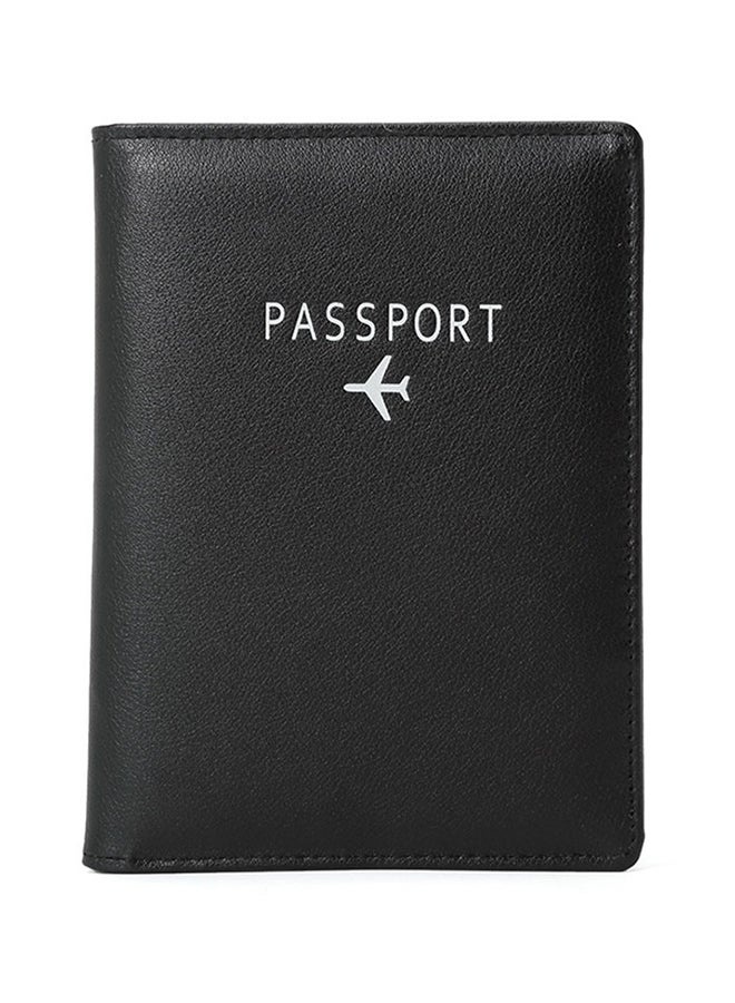 Square Shape Solid Color Passport Case Wallet Black