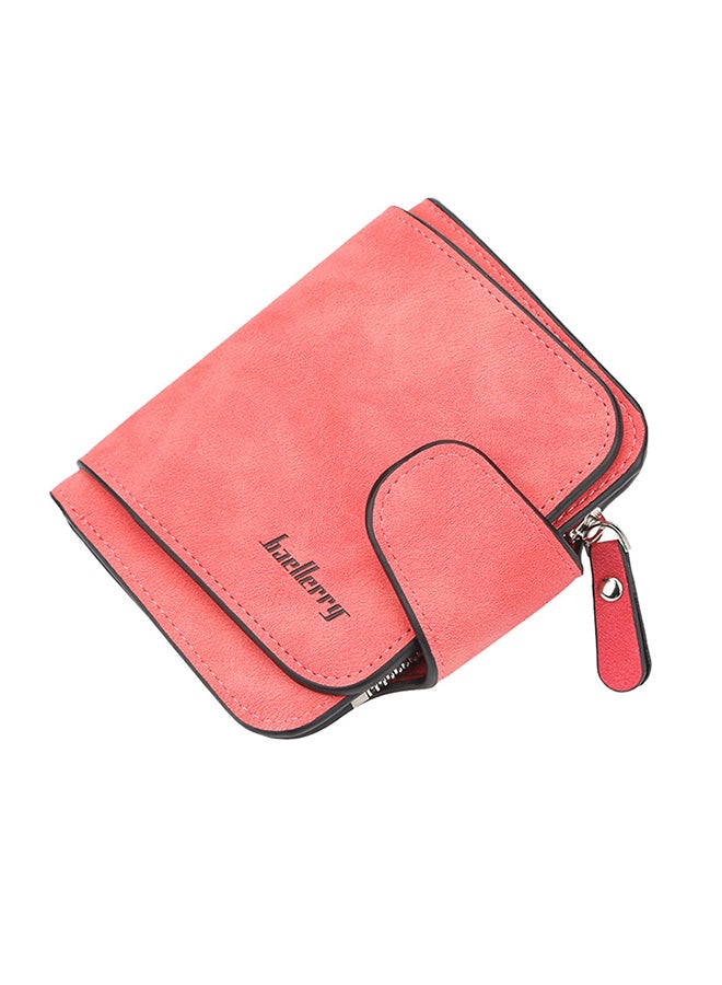 PU Leather Zipper Short Wallet Red