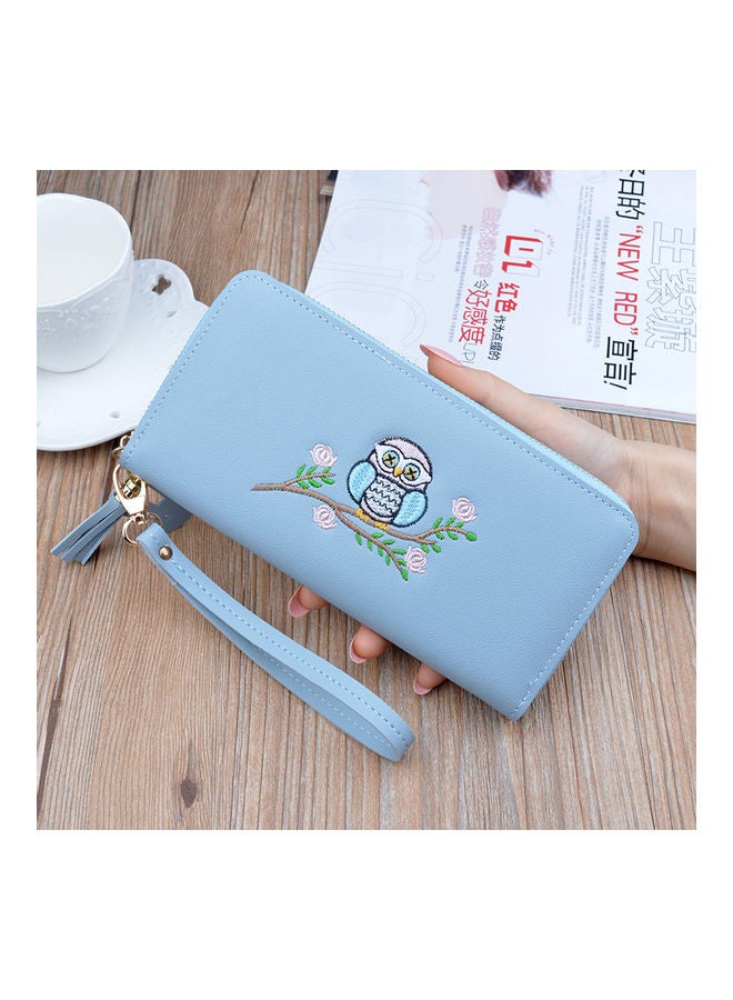 Owl Embroidered Wallet Blue/Pink/Green