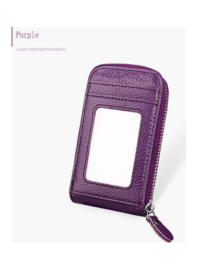 Mirror Detail Zip Around Card Holder Purple