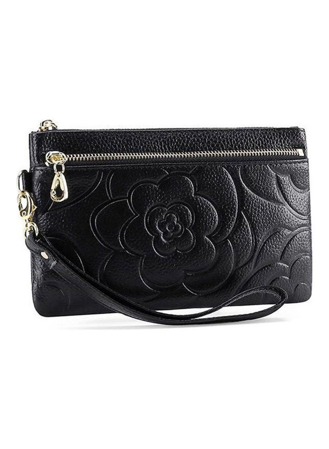 Fashion Leather Wallet With Coin Pocket Long Style Ladies'S Elegant Clutching Purses Flower Decor Change Case Multicolour