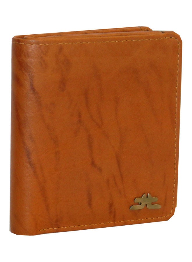 Genuine Leather Logo Detail Long Wallet Rust