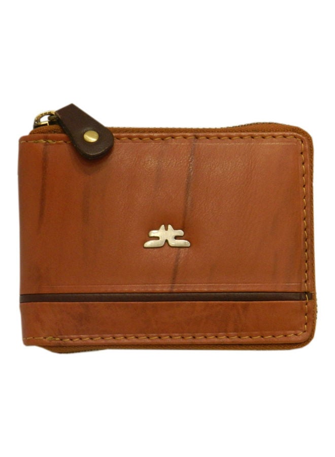 Genuine Leather Designer Wallet With Full Zipper Rust
