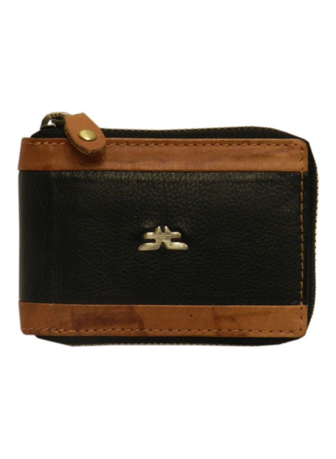 Genuine Leather Designer Wallet With Full Zipper Black