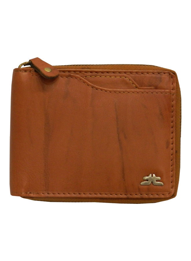 Genuine Leather Designer Wallet With Full Zipper Rust