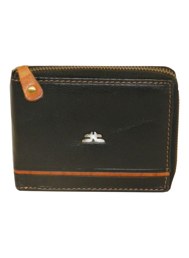 Genuine Leather Designer Wallet With Full Zipper Black